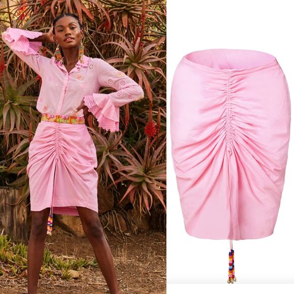 ROOPA PEMMARAJU Pink Corn Fiber Gathered Skirt S - Picture 1 of 12